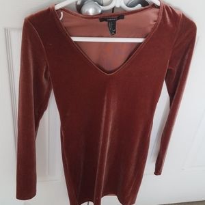 Pink crushed velvet long-sleeve dress